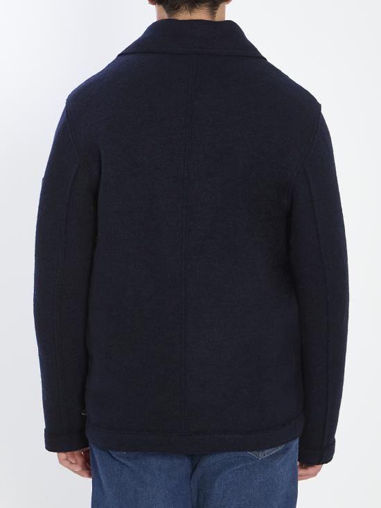 25FW 스톤 아일랜드 펠티드 RWS 울 더블 브레스티드 피 코트  K2S155100059 BLUE - STONE ISLAND