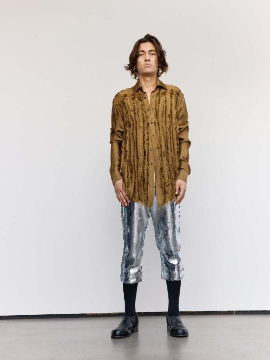  에드워드 커밍 긴팔 셔츠 스크래치 잇 틸 잇 블리즈 셔츠 - EDWARD CUMING