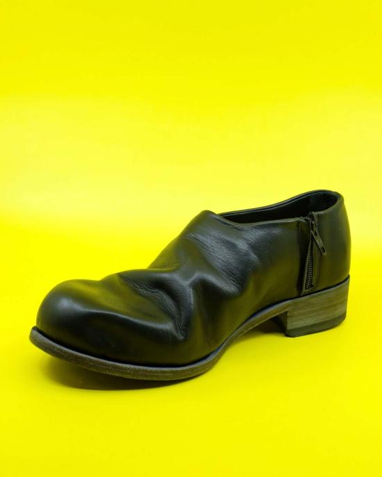  에드워드 커밍 뮬/슬리퍼 블랙 레더 버블 토 지퍼온 슈즈 - EDWARD CUMING