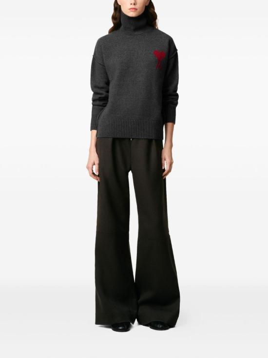 24FW 아미 ADC 터틀넥 스웨터  UKS839018 084 Heather grey red - AMI