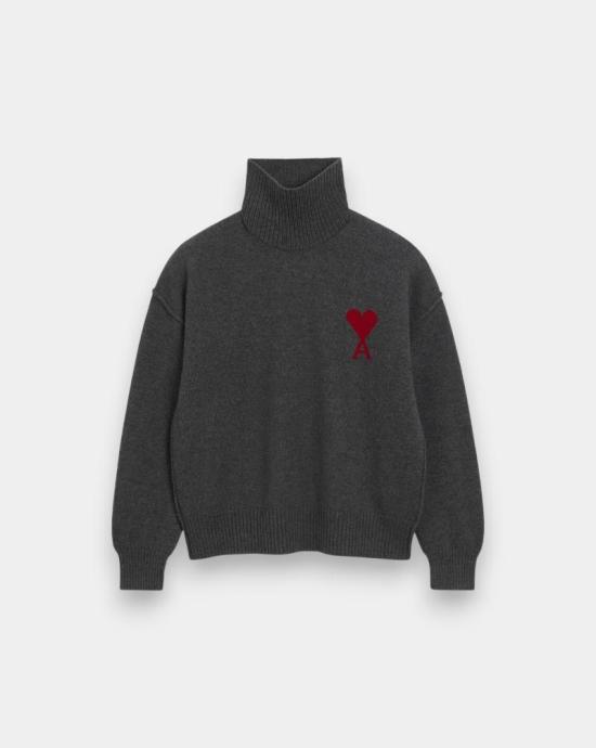 24FW 아미 ADC 터틀넥 스웨터  UKS839018 084 Heather grey red