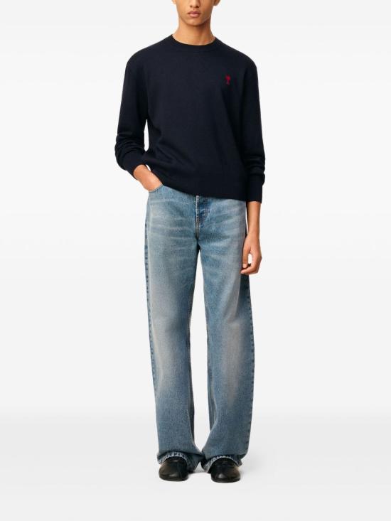 24FW 아미 ADC 크루넥 스웨터 HKS826001 414 Navy red - AMI