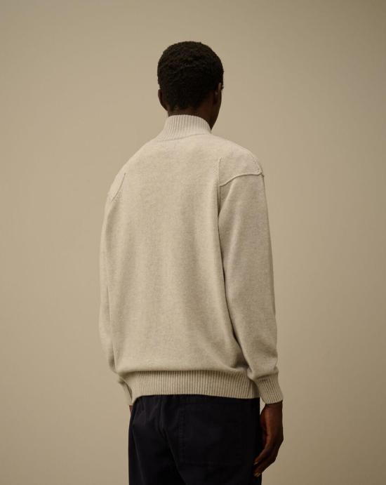 25FW 씨피 컴퍼니 램스울 GRS 풀 집 스웨터  19CMKN708A110149A M13 Off white melange - C.P. COMPANY