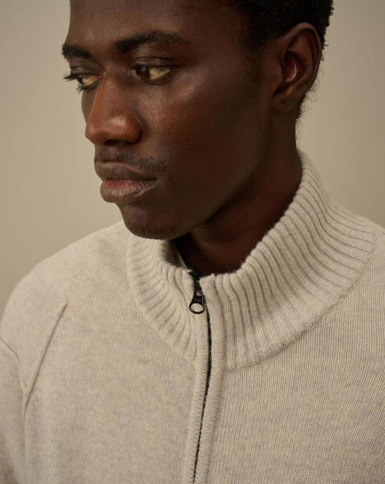 25FW 씨피 컴퍼니 램스울 GRS 풀 집 스웨터  19CMKN708A110149A M13 Off white melange - C.P. COMPANY