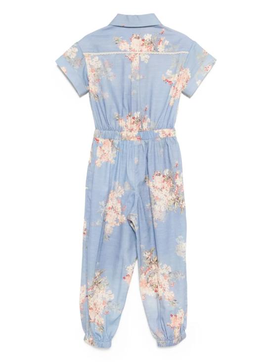 25FW [키즈] 짐머만 점프수트 1478USS255 TEAL BLUE BOTANICAL FLORAL Blue - ZIMMERMANN