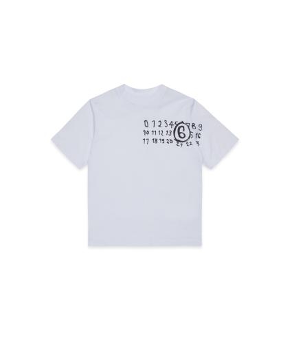 25FW [키즈] MM6 메종마르지엘라 티셔츠 M60897 MM02Y M6100 White