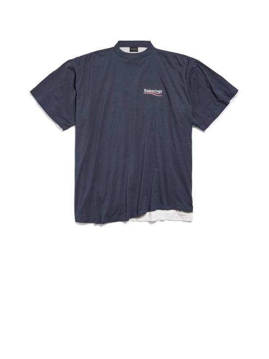 25FW 발렌시아가 반팔 티셔츠 835512 TSVU93903 MARINE BLUE WHIT RED