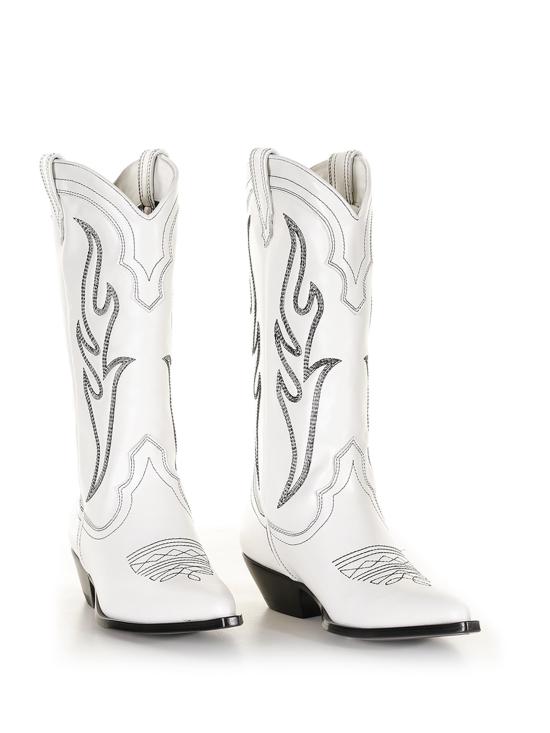  소노라 부츠 SANTA FE 35 CALF EMBROIDERYWHITE BLACK - SONORA