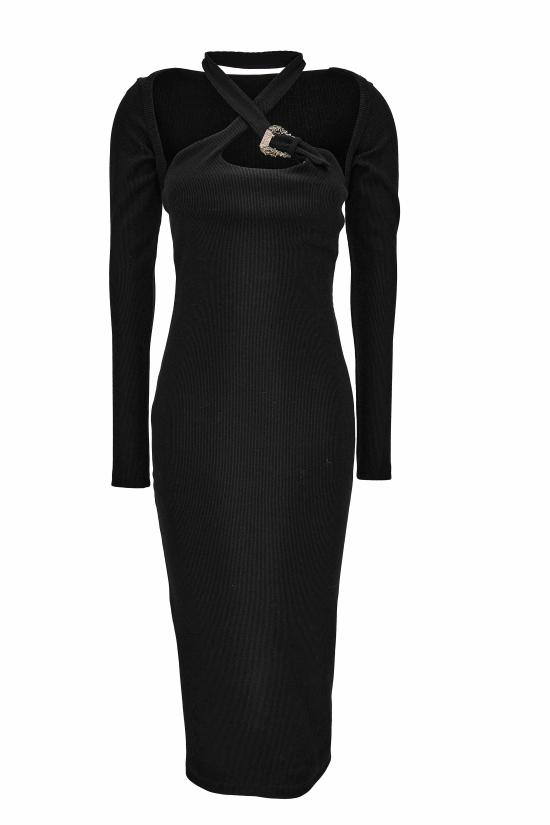 25FW 베르사체 미디 원피스 79HAO972 J0259899 Black