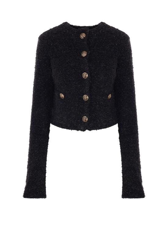  발렌시아가 트위드 크롭 가디건 793604 T33281000 Black