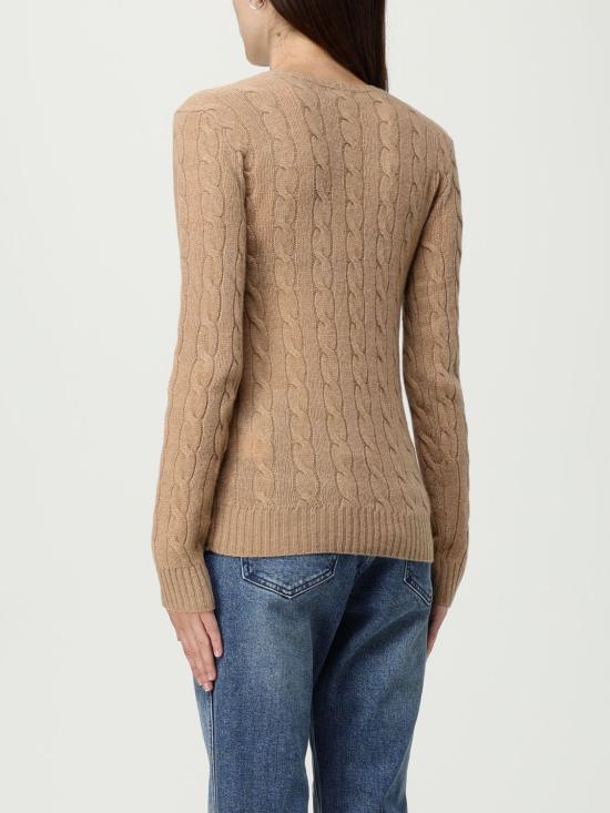25FW 폴로 랄프로렌 포니 로고 자수 케이블 니트 v넥 스웨터 211971866 002 Beige - POLO RALPH LAUREN