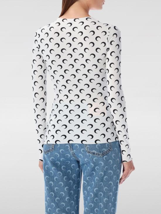 26SS 마린세르 크레센트 문 프린트 긴팔 티셔츠 WTS006ACJER0001 WH00 White - MARINE SERRE