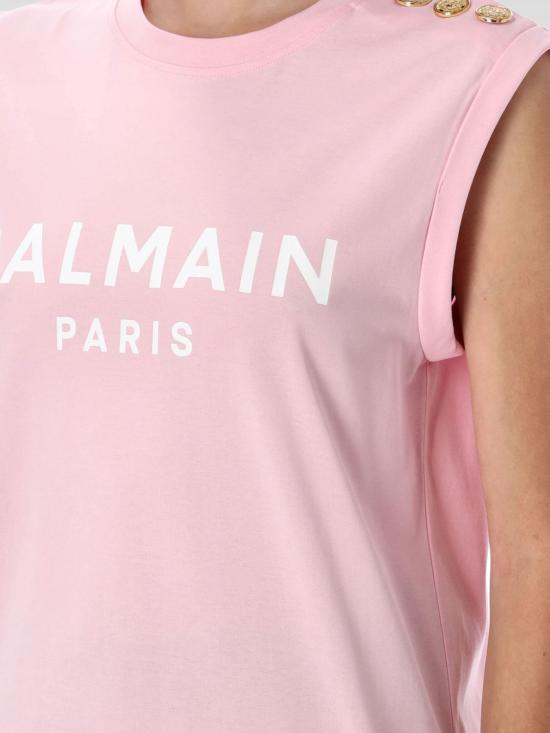 25FW 발망 반팔 티셔츠 CF1ED001BB02 OHV Pink - BALMAIN