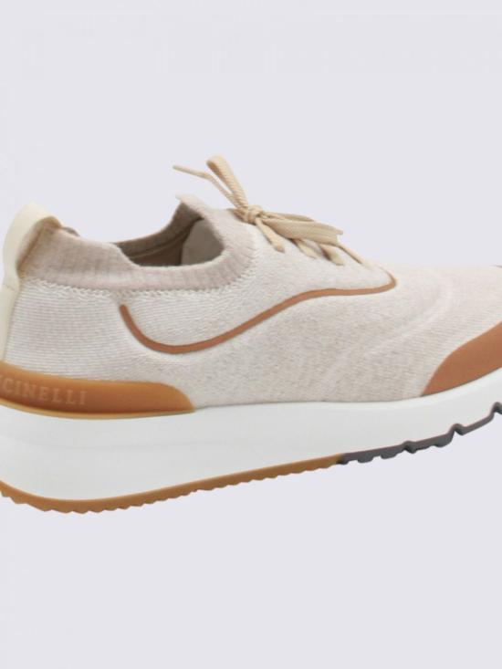 25FW 브루넬로 쿠치넬리 히트 본디드 디테일 테크노 코튼 니트 러너 스니커즈 MZUEHRO342 CML37 Beige - BRUNELLO CUCINELLI