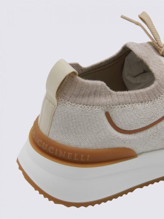 25FW 브루넬로 쿠치넬리 히트 본디드 디테일 테크노 코튼 니트 러너 스니커즈 MZUEHRO342 CML37 Beige - BRUNELLO CUCINELLI