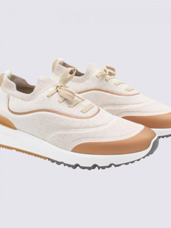 25FW 브루넬로 쿠치넬리 히트 본디드 디테일 테크노 코튼 니트 러너 스니커즈 MZUEHRO342 CML37 Beige - BRUNELLO CUCINELLI