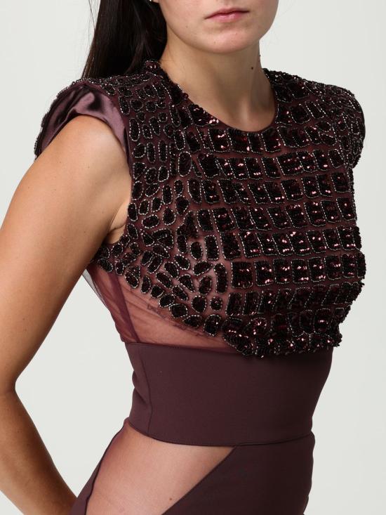 25FW 엘리자베타프랜치 롱 원피스 AB834 EA4 Wine - ELISABETTA FRANCHI