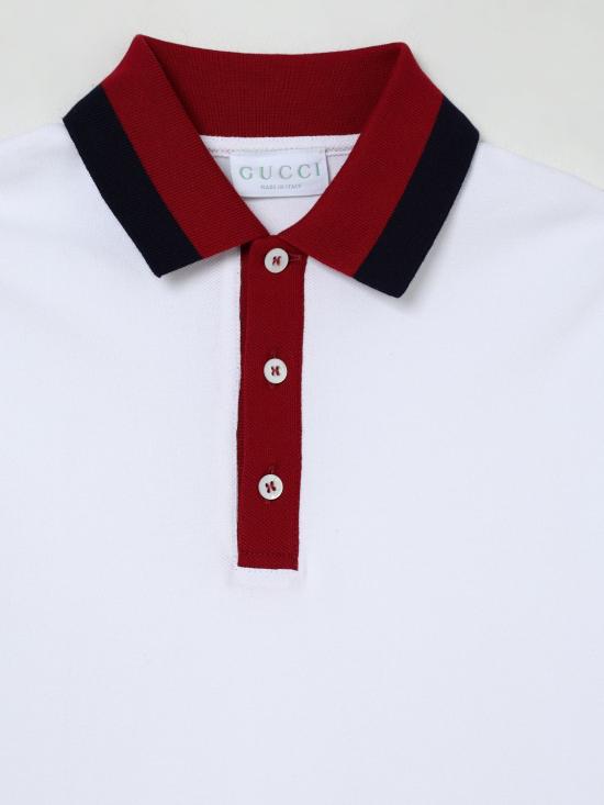25FW [키즈] 구찌 폴로 셔츠 825164XJHAN 9250 White - GUCCI