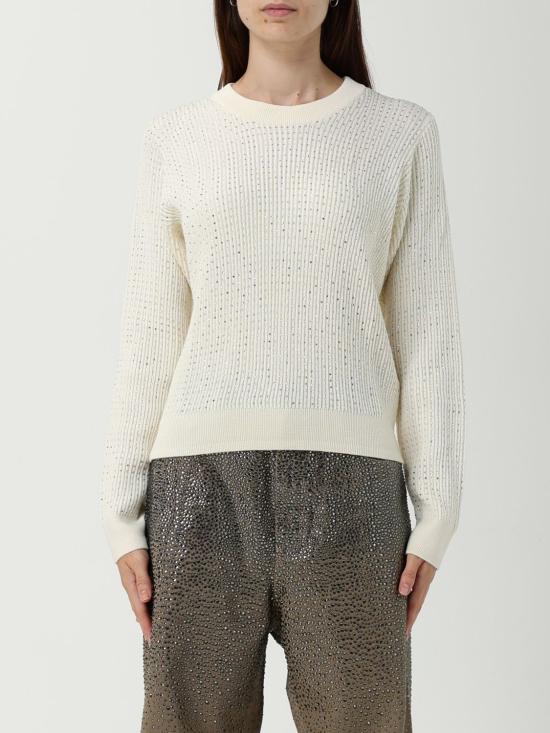 25FW 골든구스 프론트 크리스탈 메리노 울 크루넥 스웨터 GWP00836P00147810715 Yellow Cream