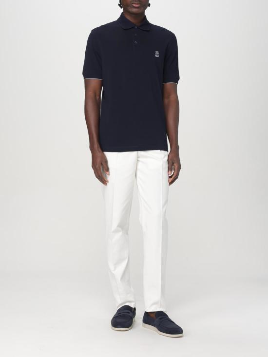 25FW 브루넬로 쿠치넬리 피케 폴로 셔츠 ME8548788 CD361 Blue - BRUNELLO CUCINELLI