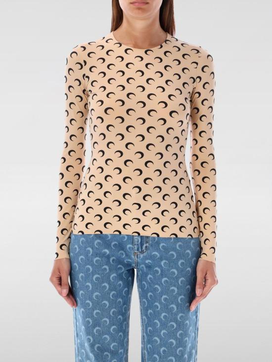 26SS 마린세르 크레센트 문 프린트 긴팔 티셔츠 WTS006ACJER0001 TA10 Brown