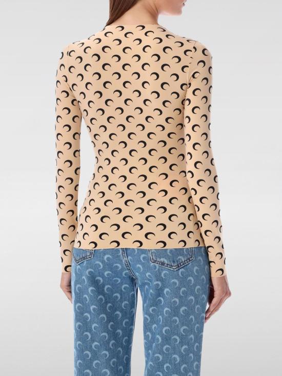 26SS 마린세르 크레센트 문 프린트 긴팔 티셔츠 WTS006ACJER0001 TA10 Brown - MARINE SERRE