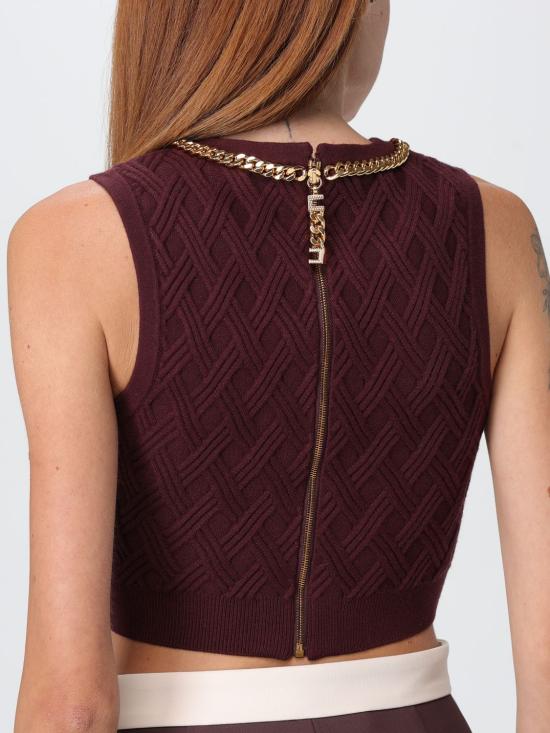 25FW 엘리자베타프랜치 민소매 티셔츠 TK60B EA4 Wine - ELISABETTA FRANCHI