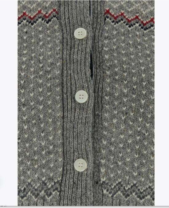 25FW 톰브라운 페어아일 자카드 도니골 크롭 가디건 (FKC677A Y1506 100) FKC677AY1506 055 LT GREY - THOM BROWNE