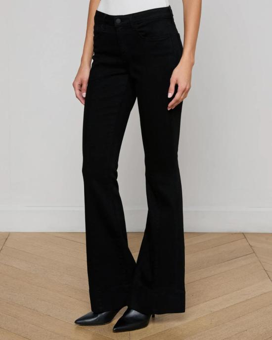  라장스 데님 팬츠 L'agence Lenora L/R 솔기 플레어 진 누아르 - L'AGENCE