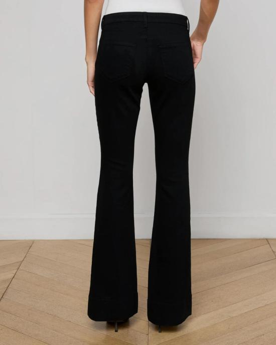  라장스 데님 팬츠 L'agence Lenora L/R 솔기 플레어 진 누아르 - L'AGENCE