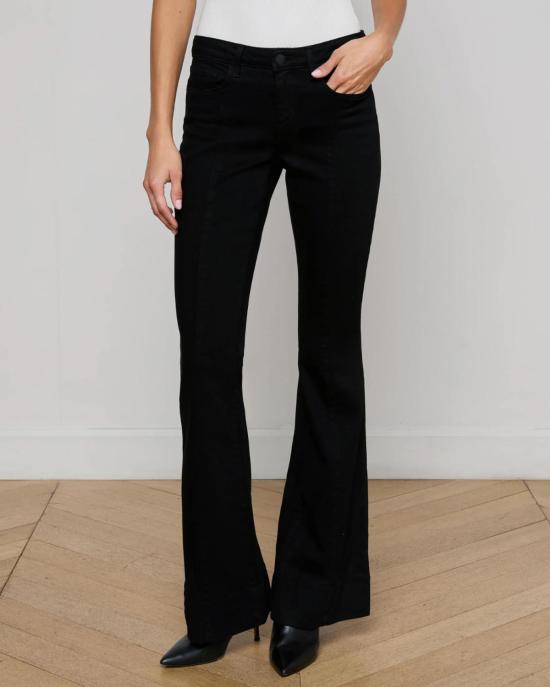  라장스 데님 팬츠 L'agence Lenora L/R 솔기 플레어 진 누아르 - L'AGENCE