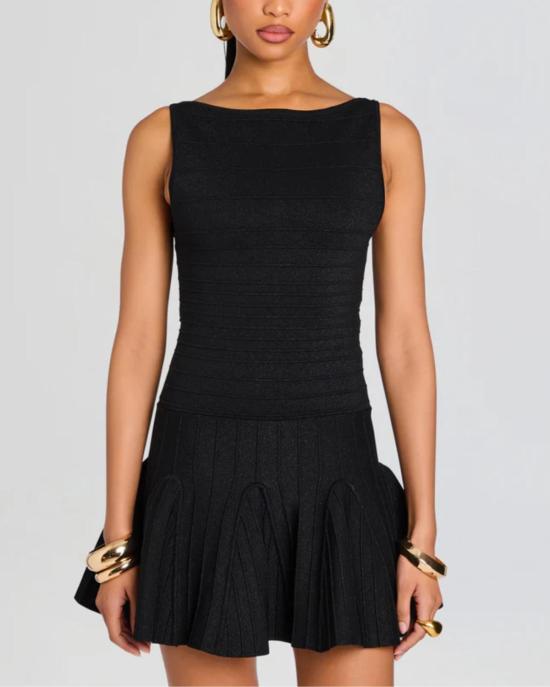  레트로페테 숏 원피스 오드리나 니트 드레스 메탈릭 블랙