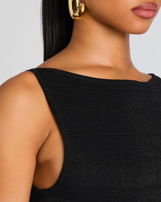  레트로페테 숏 원피스 오드리나 니트 드레스 메탈릭 블랙 - RETROFETE