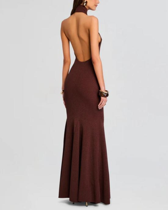 레트로페테 롱 원피스 킴브라 니트 드레스 메탈릭 에스프레소 - RETROFETE