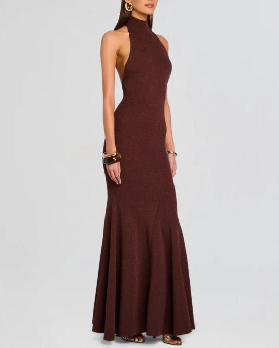  레트로페테 롱 원피스 킴브라 니트 드레스 메탈릭 에스프레소 - RETROFETE