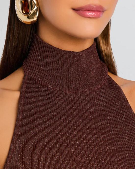  레트로페테 롱 원피스 킴브라 니트 드레스 메탈릭 에스프레소 - RETROFETE