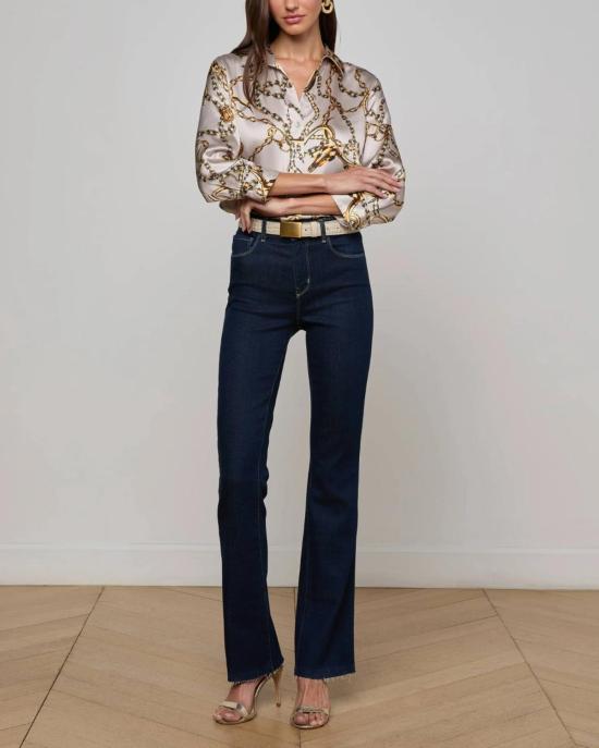  라장스 데님 팬츠 L'Agence Ruth H/R 스트레이트 진 코발 - L'AGENCE