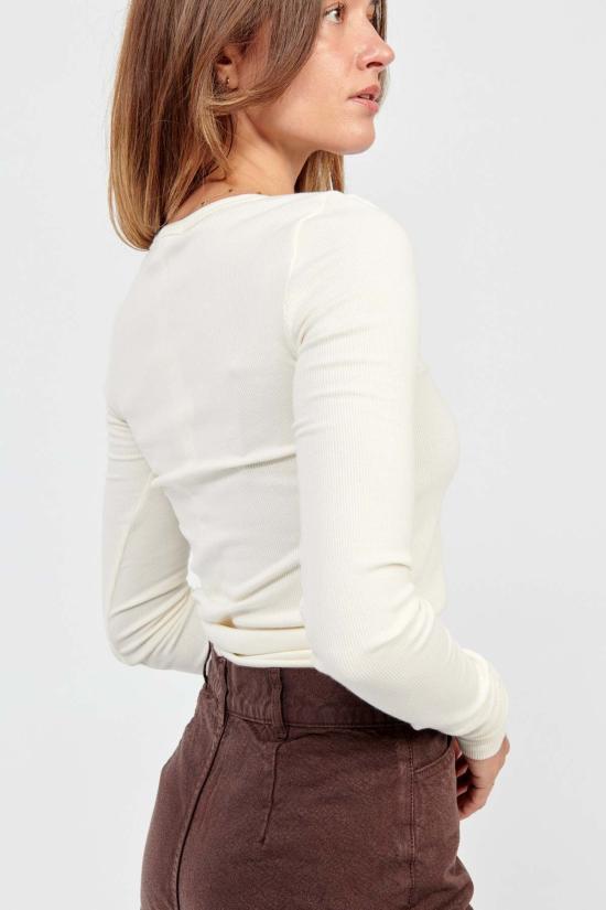  에태르네 반팔 티셔츠 에테르네 롱슬리브 피티드 탑 크림 - ETERNE