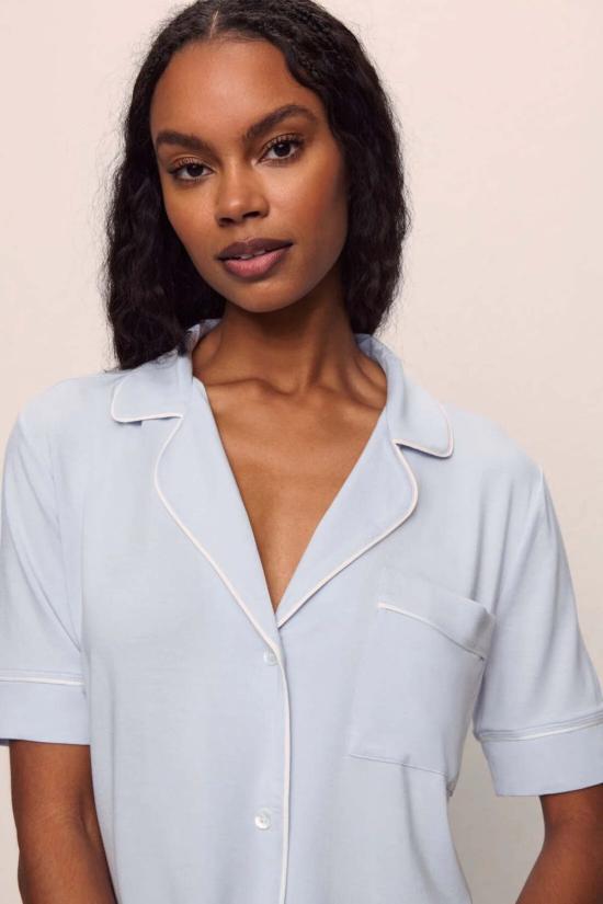  에버제이 라운지 웨어 지젤 반팔 팬츠 파자마 세트 아이스/아이보리 - EBERJEY