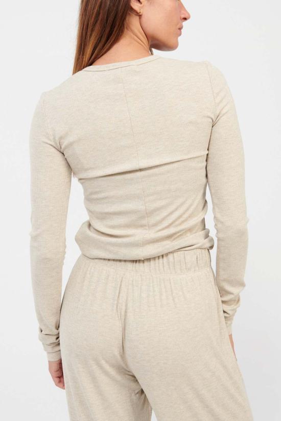  에태르네 반팔 티셔츠 에테르네 롱슬리브 피티드 탑 헤더 오트밀 - ETERNE