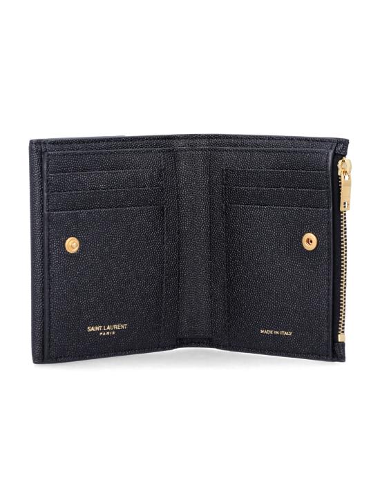 26FW 생로랑 그랑 드 뿌드르 엠보스드 레더 업타운 컴팩트 지갑 5822961GF0J 1000 Nero - SAINT LAURENT