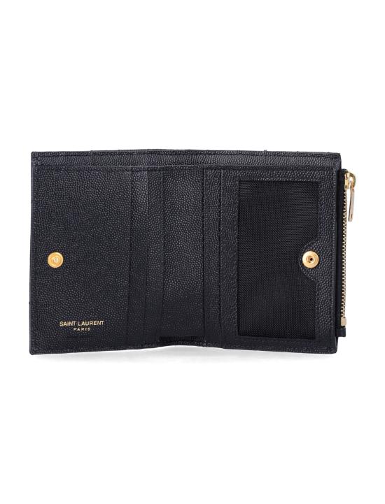 26FW 생로랑 그랑 드 뿌드르 엠보스드 레더 모노그램 2단 지갑 575879BOW01 1000 NERO - SAINT LAURENT