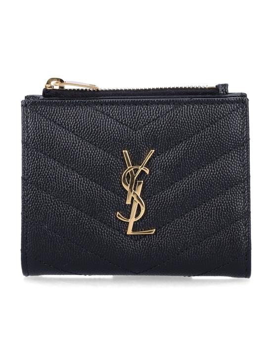 26FW 생로랑 그랑 드 뿌드르 엠보스드 레더 모노그램 2단 지갑 575879BOW01 1000 NERO - SAINT LAURENT