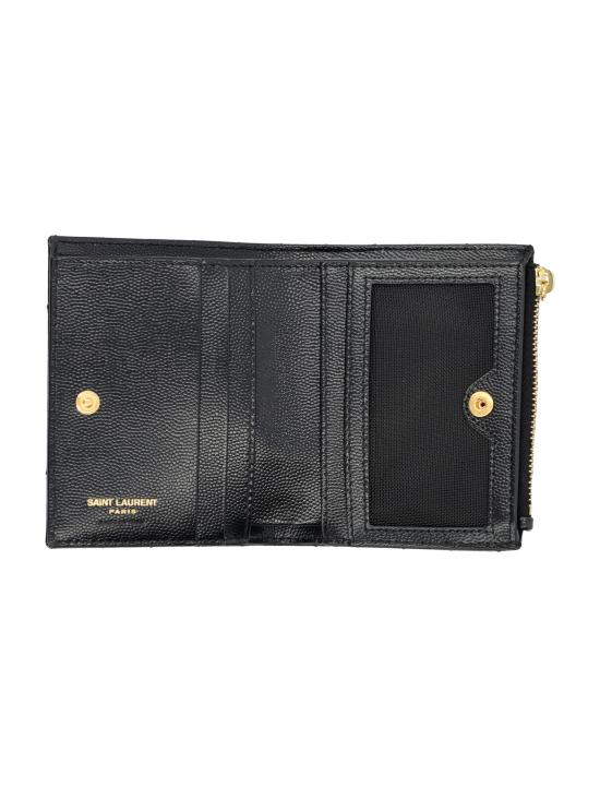 26FW 생로랑 그랑 드 뿌드르 엠보스드 레더 모노그램 2단 지갑 575879BOW01 1000 NERO - SAINT LAURENT