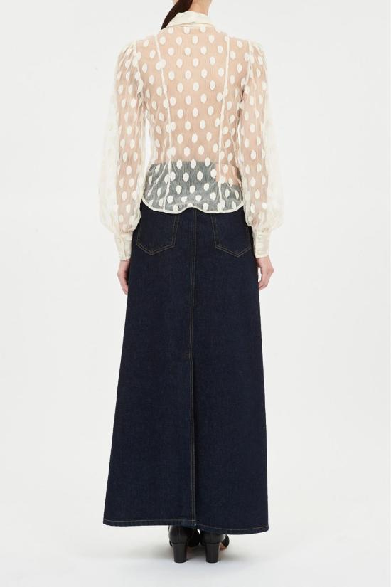  울라 존슨 블라우스 소라야 레이스 넥 타이  펄 - ULLA JOHNSON