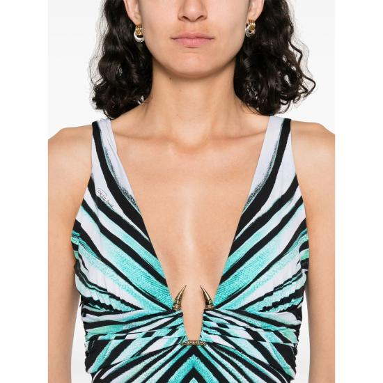 25FW 로베르토 카발리 미디 스커트 VKT100 LNM33 04505 BLACK WHITE - ROBERTO CAVALLI