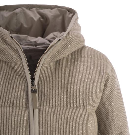 25FW 브루넬로 쿠치넬리 스파클링 캐시미어 잉글리시 립 니트 후드 다운 자켓 M01ET7728 BEIGE - BRUNELLO CUCINELLI