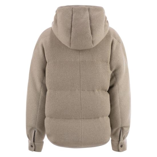 25FW 브루넬로 쿠치넬리 스파클링 캐시미어 잉글리시 립 니트 후드 다운 자켓 M01ET7728 BEIGE - BRUNELLO CUCINELLI