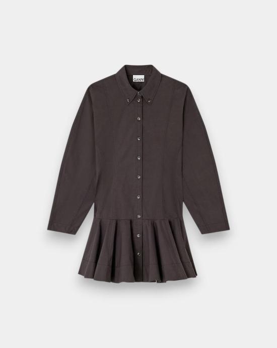 25FW 가니 미디 원피스 W1001 099 Black