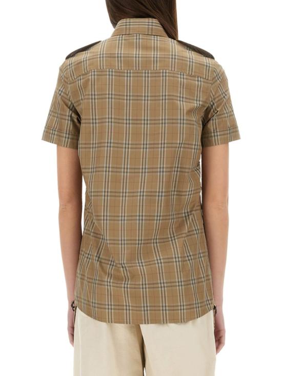 버버리 슬림 핏 체크 코튼 셔츠 8107968 C2044 Brown - BURBERRY